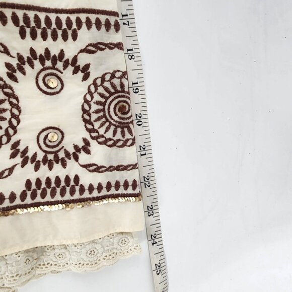 The Limited A-line Pleated Skirt Size 10 Cream Boho Artsy Full Skirt Prairie - Picture 9 of 11